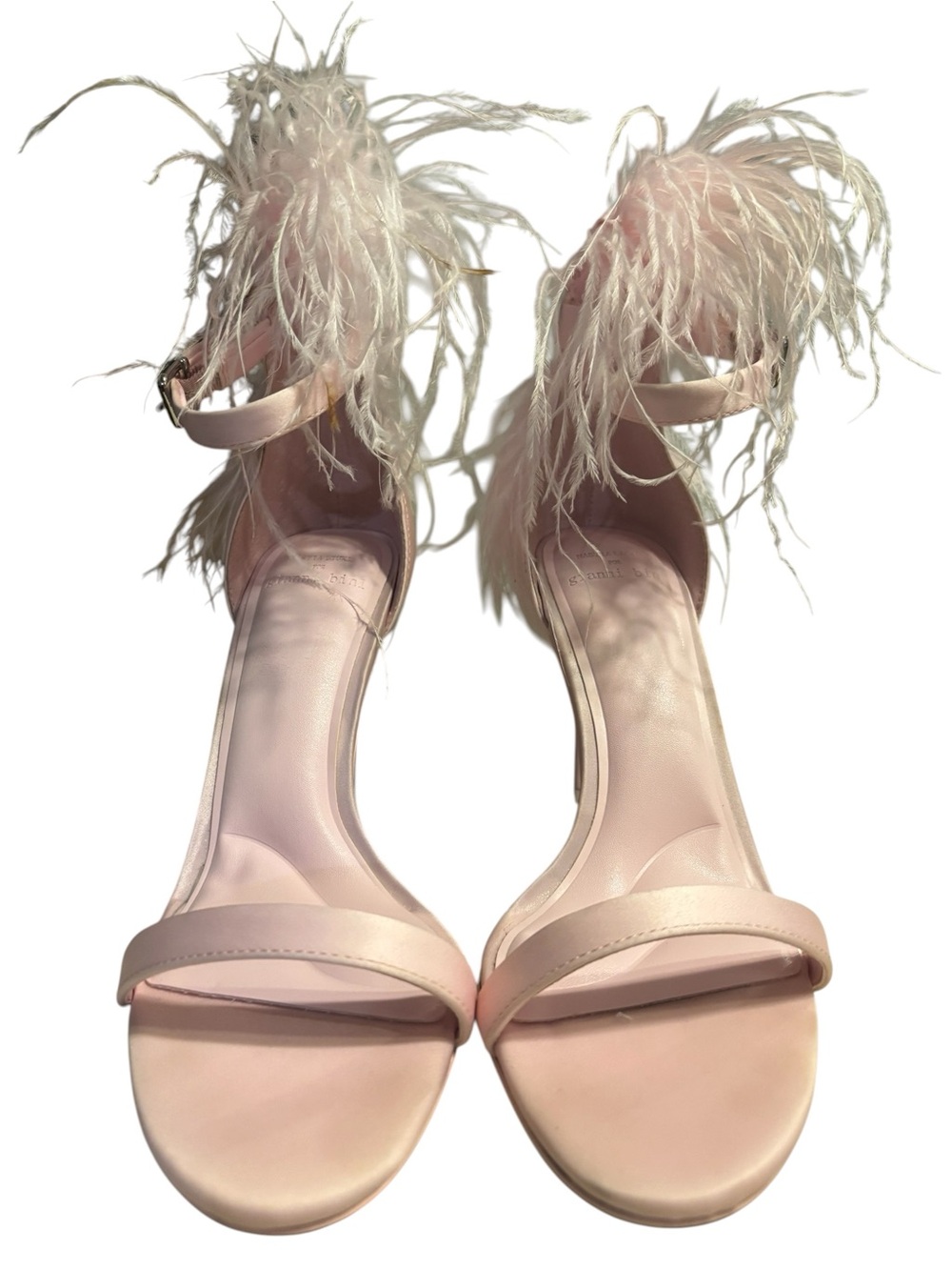Gianni Bini Light Pink Feathered Heels - Nastia Liukin For Gianni Bini Size 8.5M - Picture 2 of 10